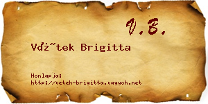 Vétek Brigitta névjegykártya